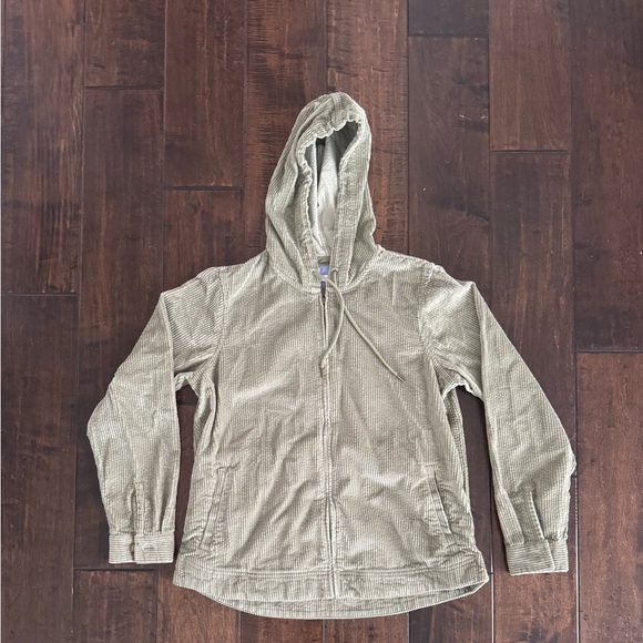 L.L. Bean Comfort Corduroy Green Full Zip Jacket with Hood Women’s Size M - Picture 2 of 5